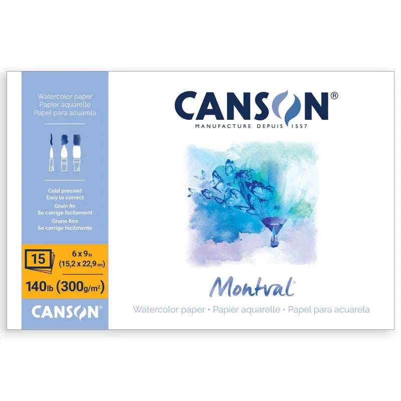 Artist Series Montval Watercolor Block, Foldover Binding, 15 Sheet, 6x9 inch, 1 Count