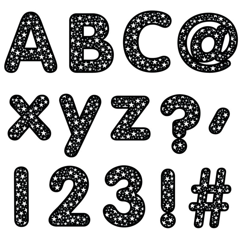 Core Decor Stars on Black Designer Letters, 206 Pieces