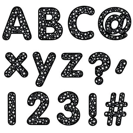 Core Decor Stars on Black Designer Letters, 206 Pieces