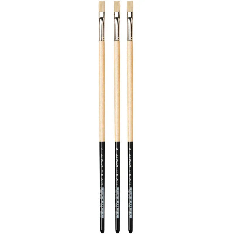 CHUNEO Synthetic Hog Bristle, Oil, Flat, Series 7129, Size 6, Pack of 3