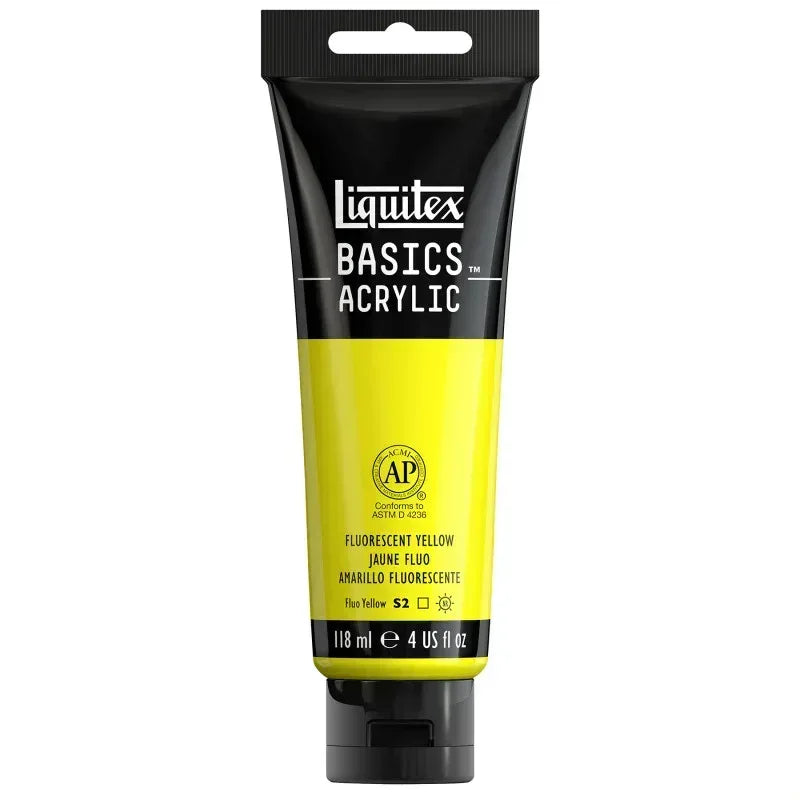 BASICS Acrylic Paint, 118 mL Tube, Fluorescent Yellow