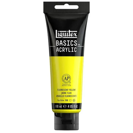 BASICS Acrylic Paint, 118 mL Tube, Fluorescent Yellow