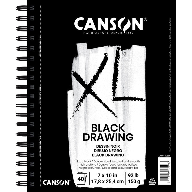 XL Series Drawing Pad, Black, Side Wire Binding, 10 Sheet, 7x10 inch, 1 Count