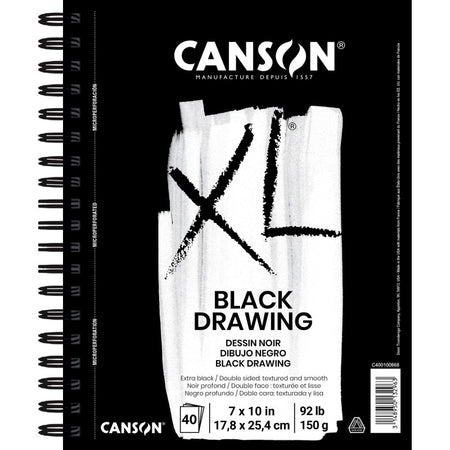 XL Series Drawing Pad, Black, Side Wire Binding, 10 Sheet, 7x10 inch, 1 Count