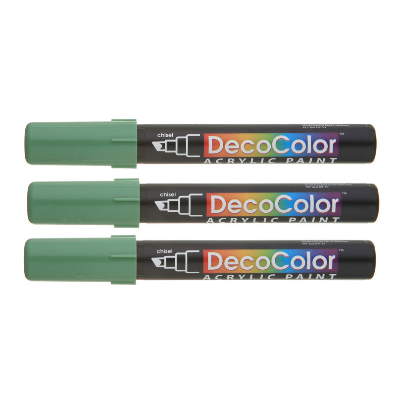 DecoColorÂ® Acrylic Paint Marker, 315-S, Chisel Tip, Jade Green #102, Set of 3