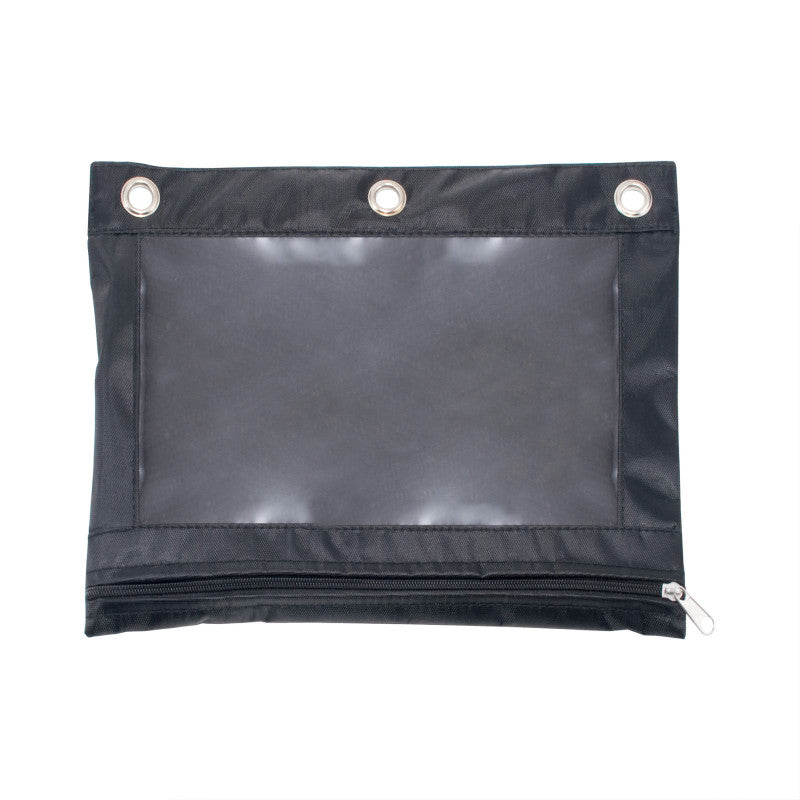 Binder Pencil Pouch, Black/Clear, 10x7.38 in, Pack of 3