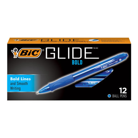 Glide&trade; Bold Retractable Ball Point Pen, Bold Point (1.6mm), Blue, 12-Count