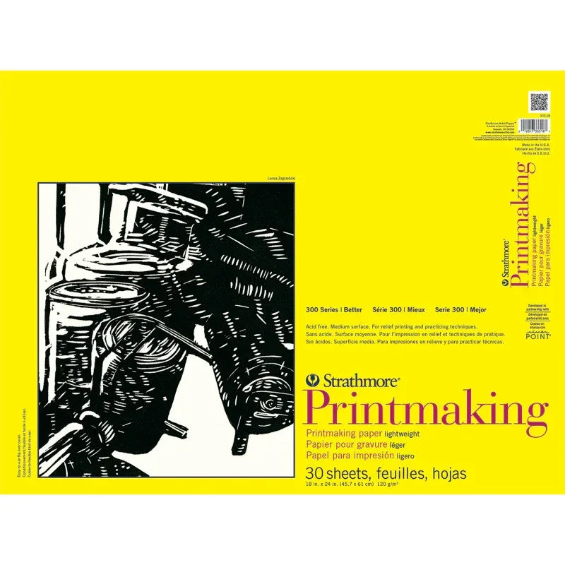 300 Series Printmaking Pad, Glue Binding, 30 Sheet, 18x24 inch, 1 Count