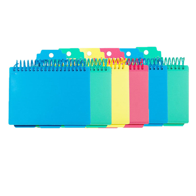 Spiral Bound Index Card Notebook with Index Tabs, Assorted Tropic Tones Colors, Pack of 6