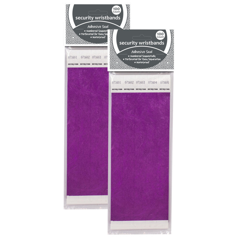 DuPont&trade; Tyvek&reg; Security Wristbands, Purple, 100 Per Pack, 2 Packs