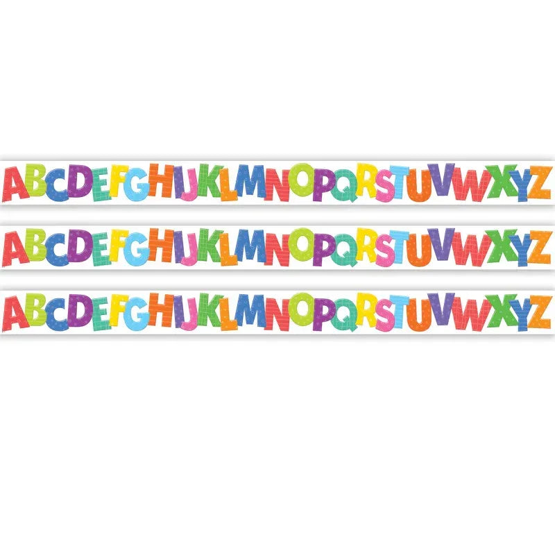Colorful Alphabet Die-Cut Border Trim, 35 Feet Per Pack, 3 Packs
