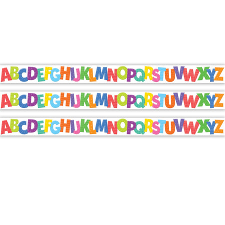 Colorful Alphabet Die-Cut Border Trim, 35 Feet Per Pack, 3 Packs