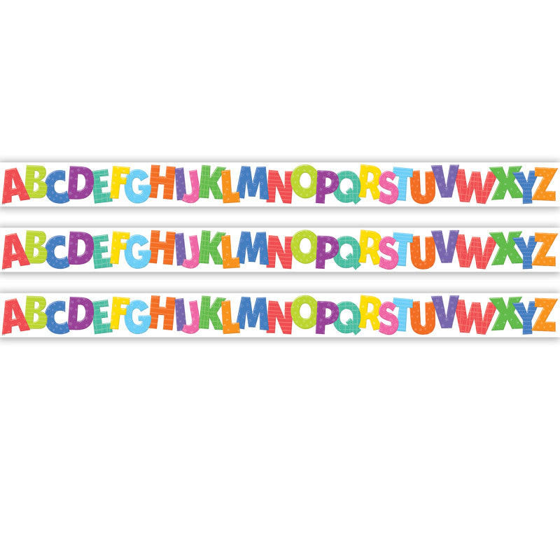 Colorful Alphabet Die-Cut Border Trim, 35 Feet Per Pack, 3 Packs