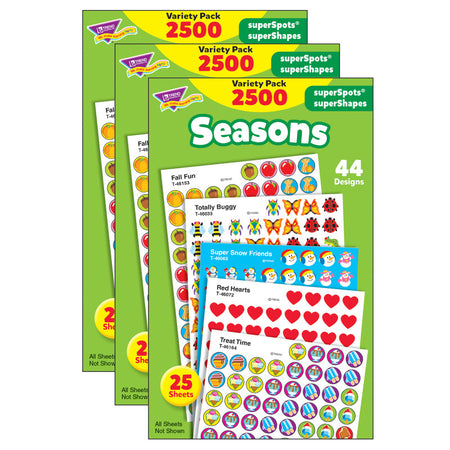 Seasons superSpots&reg;/superShapes Variety Pack, 2500 Per Pack, 3 Packs