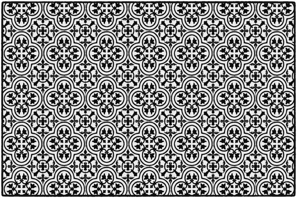 BLACK & WHITE TILE RECTANGLE CARPETS 5' X 7'6"