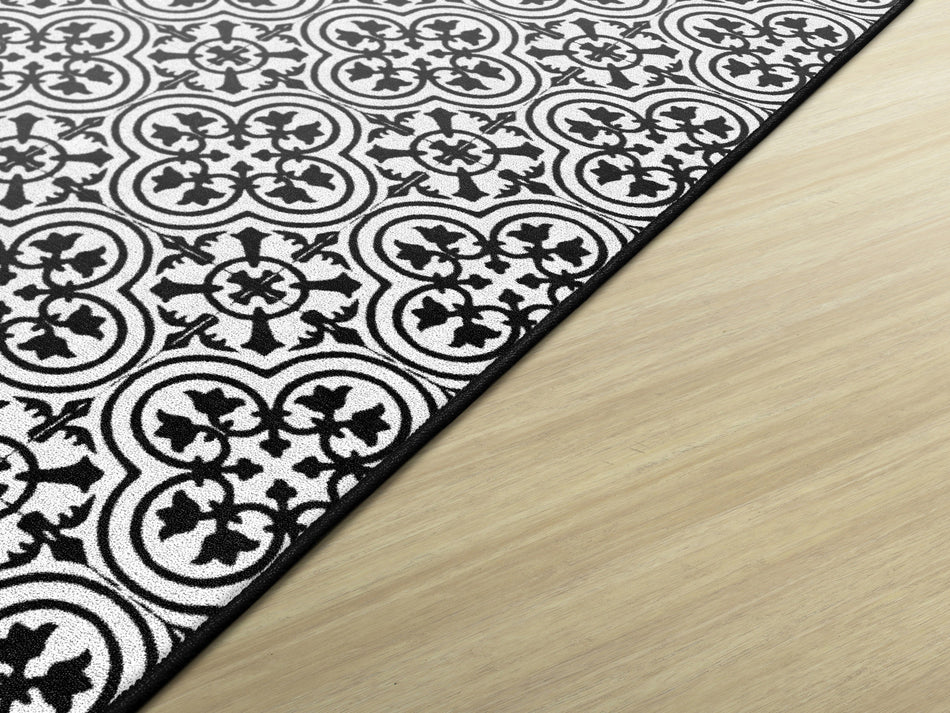 BLACK & WHITE TILE RECTANGLE CARPETS 5' X 7'6"