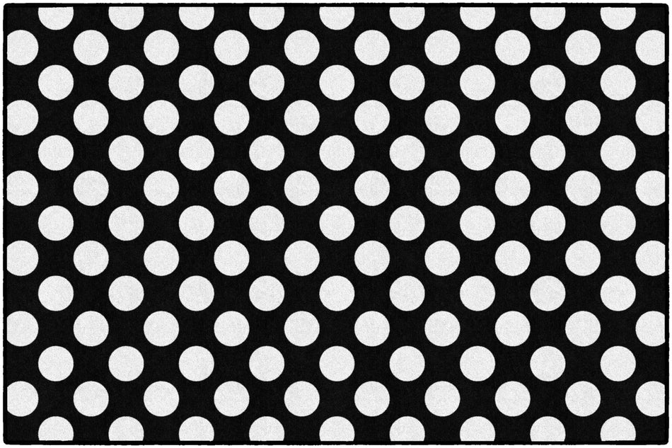 BLACK & WHITE POLKA DOT RECTANGLE CARPETS 5' X 7'6"
