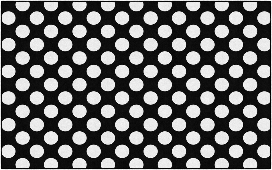 BLACK & WHITE POLKA DOT RECTANGLE CARPETS 7'6" X 12'