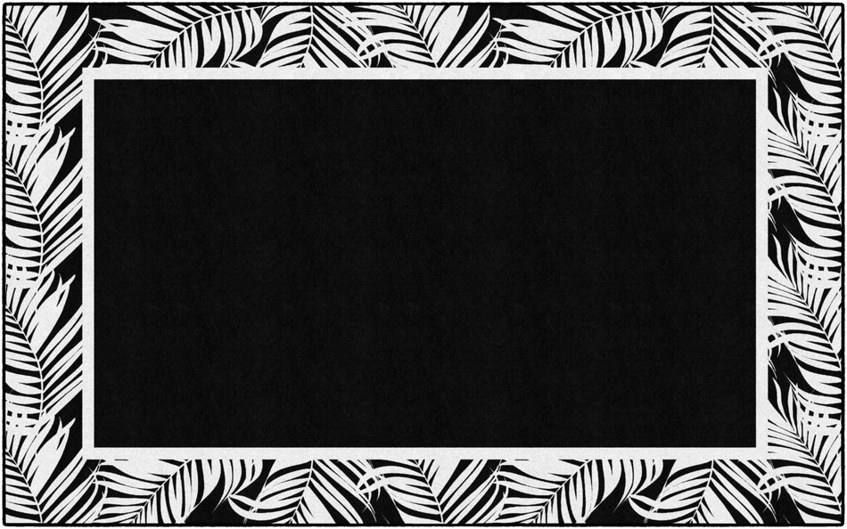 BLACK & WHITE GREENERY BORDER RECTANGLE CARPETS 5' X 7'6"