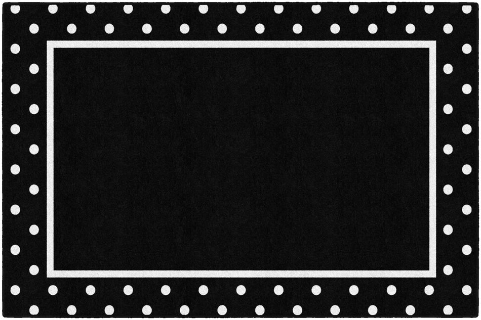 BLACK & WHITE POLKA DOT BORDER RECTANGLE CARPETS 5' X 7'6"