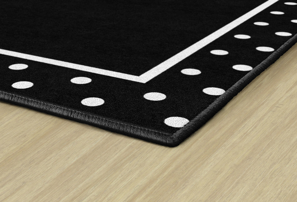 BLACK & WHITE POLKA DOT BORDER RECTANGLE CARPETS 5' X 7'6"