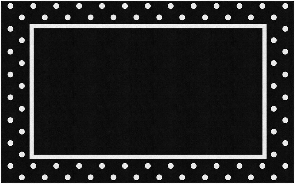 BLACK & WHITE POLKA DOT BORDER RECTANGLE CARPETS 7'6" X 12'