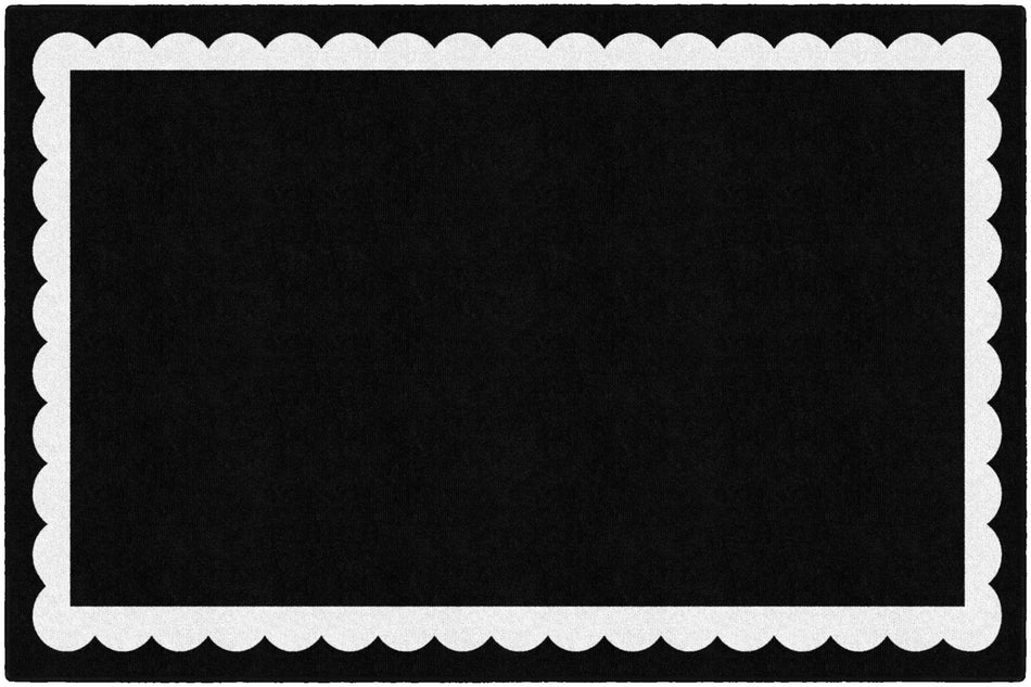 BLACK & WHITE SCALLOP BORDER RECTANGLE CARPETS 5' X 7'6"