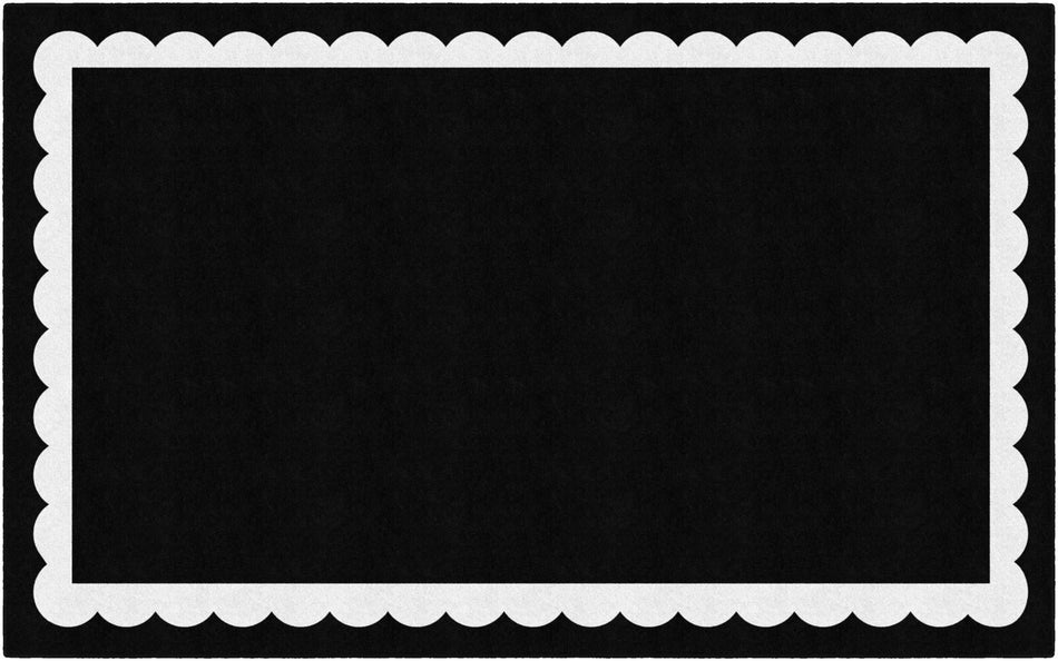 BLACK & WHITE SCALLOP BORDER RECTANGLE CARPETS 7'6" X 12'