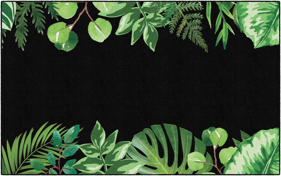 SIMPLY BOHO GREENERY ON BLACK RECTANGLE CARPETS 5' X 7'6"