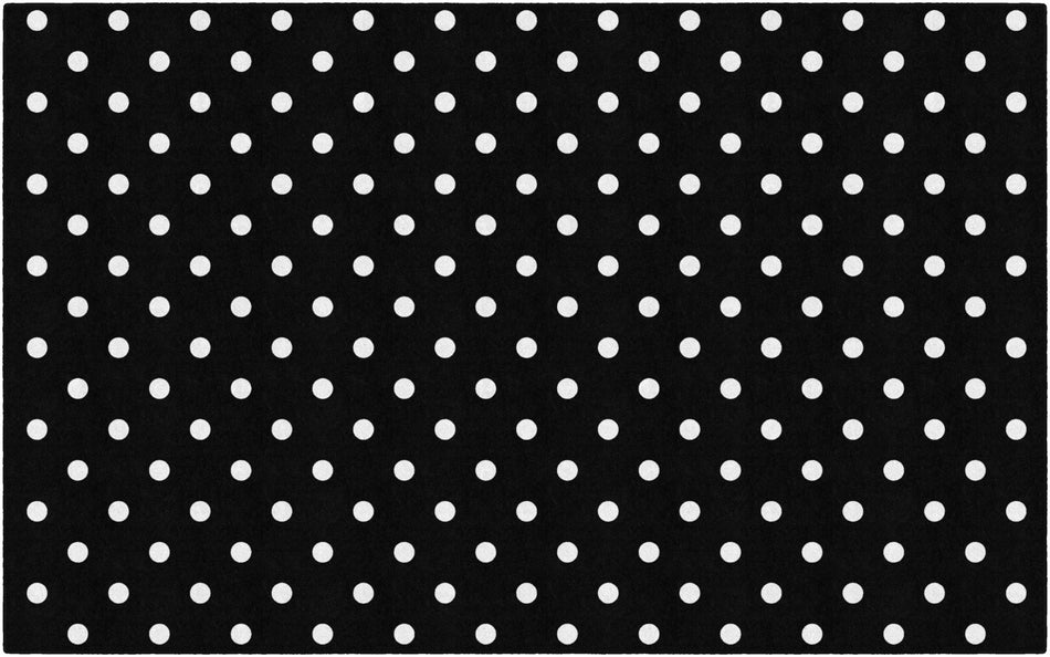 SMALL BLACK & WHITE POLKA DOTS RECTANGLE CARPETS 7'6" X 12'