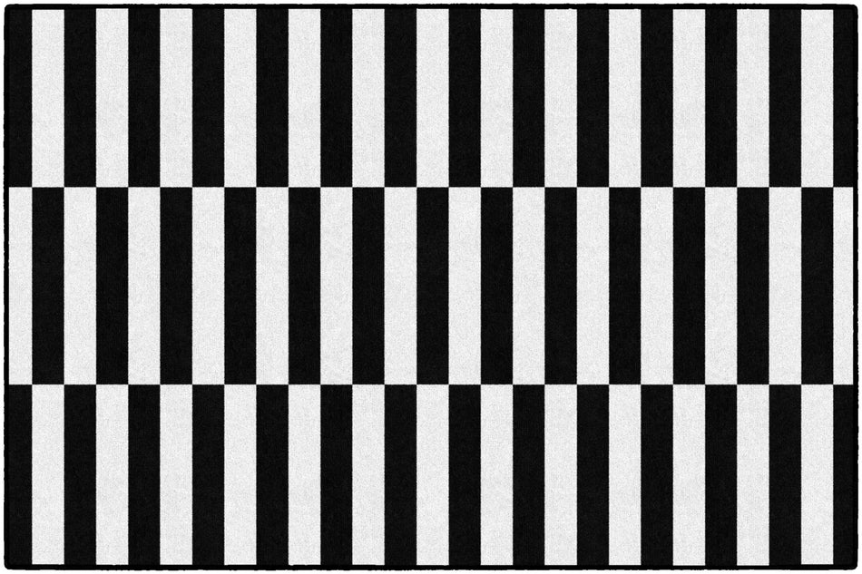 BLACK AND WHITE STRIPES RECTANGLE CARPETS 5' X 7'6"