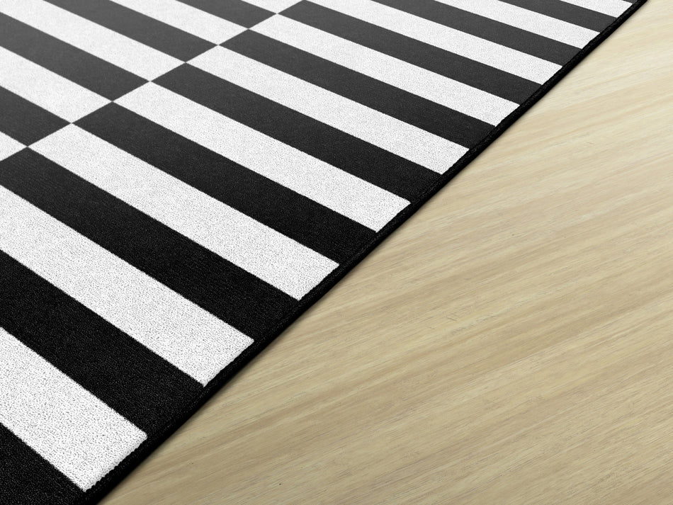 BLACK AND WHITE STRIPES RECTANGLE CARPETS 5' X 7'6"