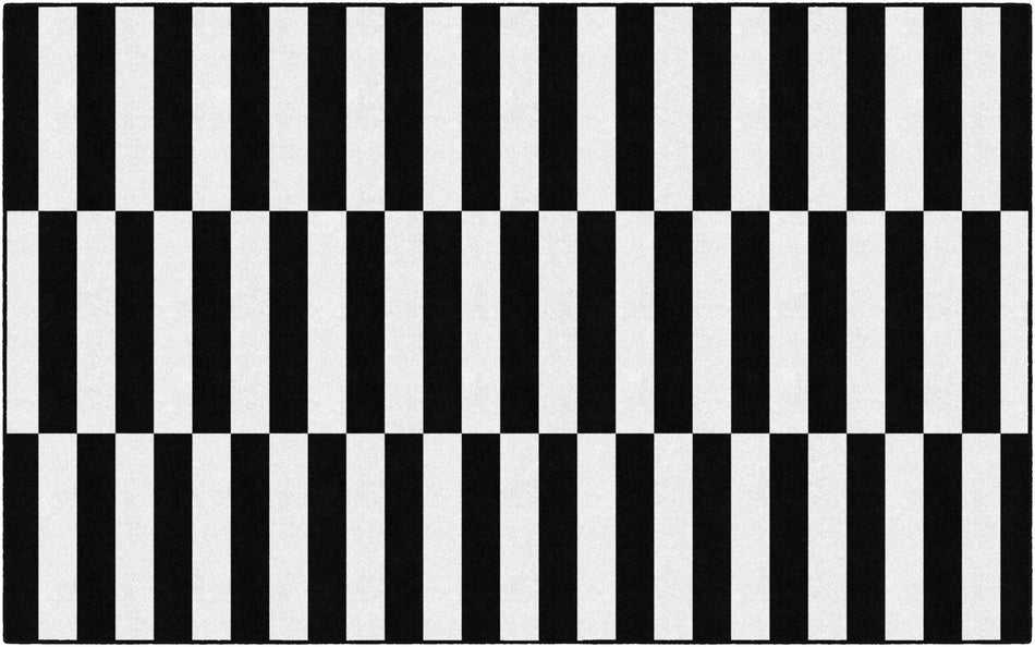 BLACK AND WHITE STRIPES RECTANGLE CARPETS 7'6" X 12'