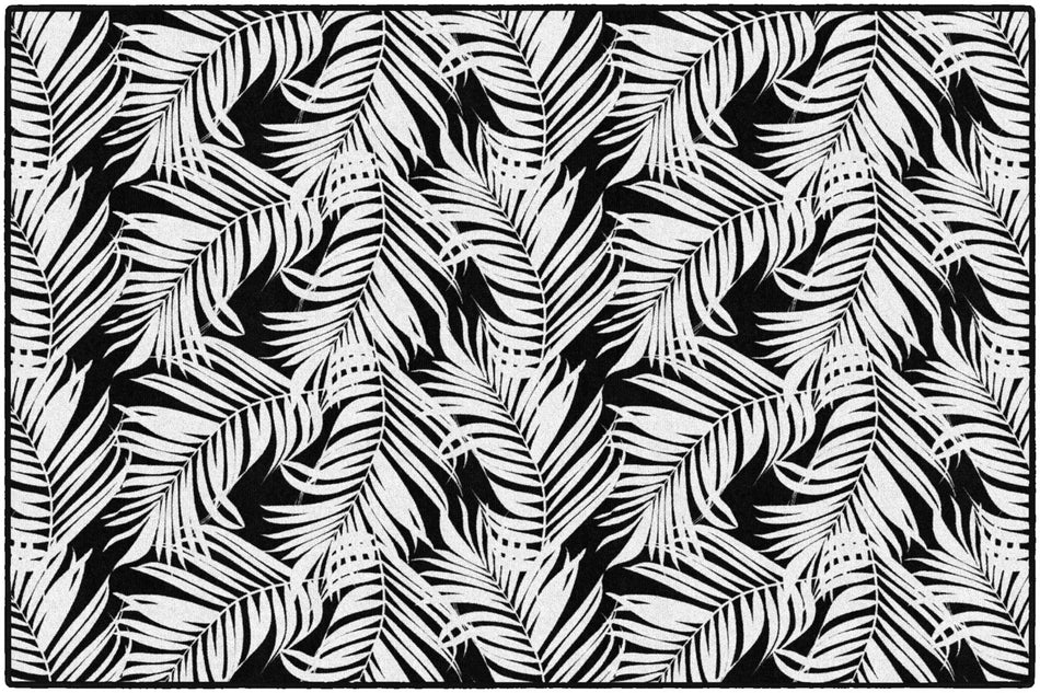 BLACK AND WHITE FERN RECTANGLE CARPETS 5' X 7'6"