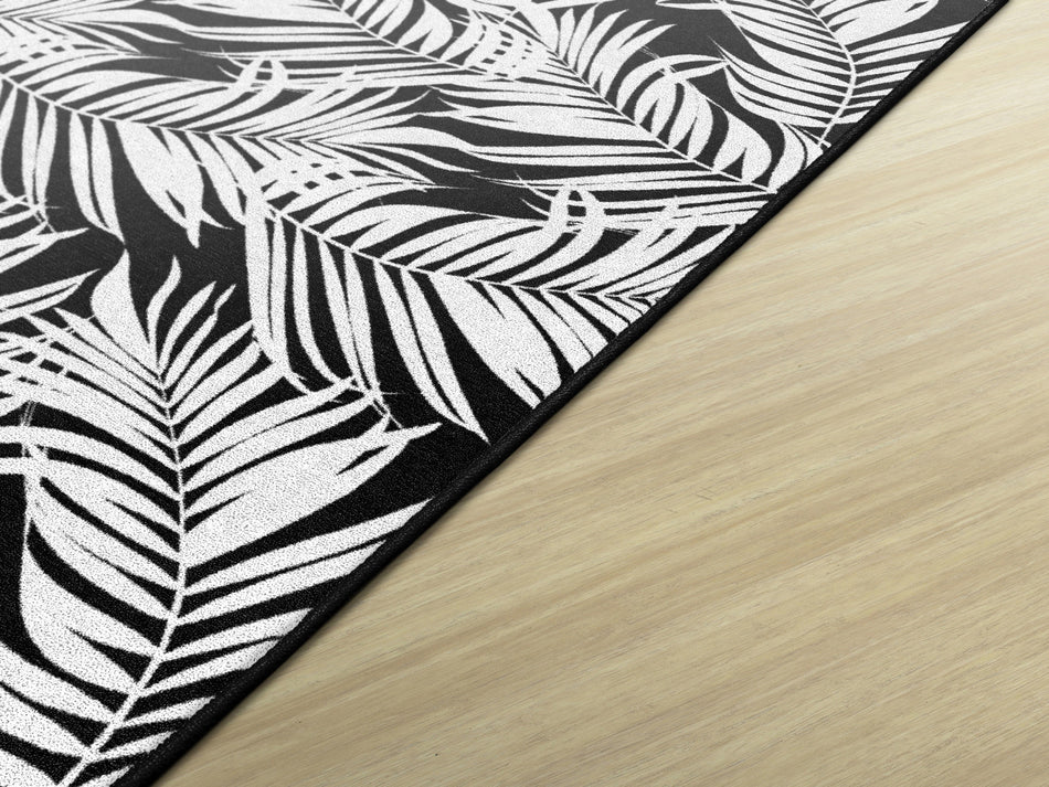BLACK AND WHITE FERN RECTANGLE CARPETS 5' X 7'6"