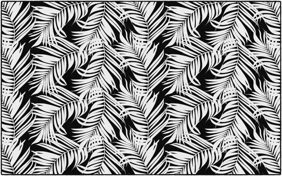 BLACK AND WHITE FERN RECTANGLE CARPETS 7'6" X 12'