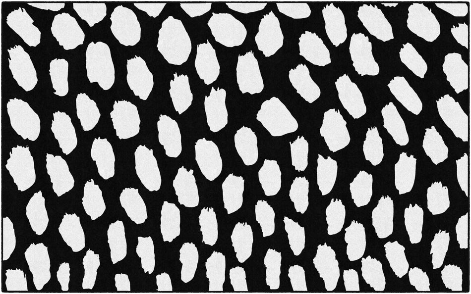 WHITE ON BLACK SAFARI DOT RECTANGLE CARPETS 7'6" X 12'