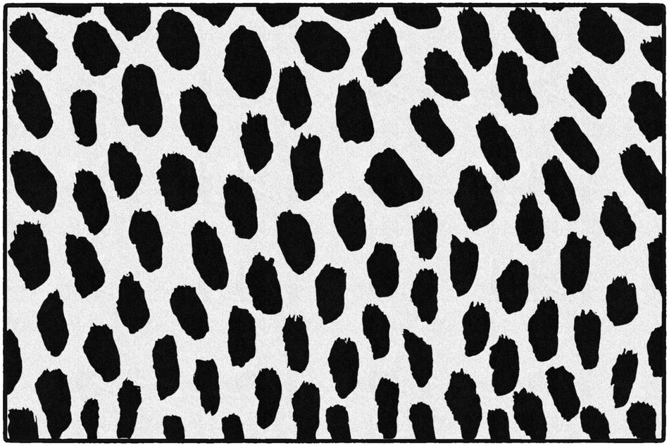 BLACK ON WHITE SAFARI DOT RECTANGLE CARPETS 5' X 7'6"