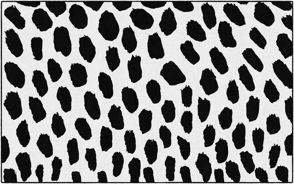 BLACK ON WHITE SAFARI DOT RECTANGLE CARPETS 7'6" X 12'