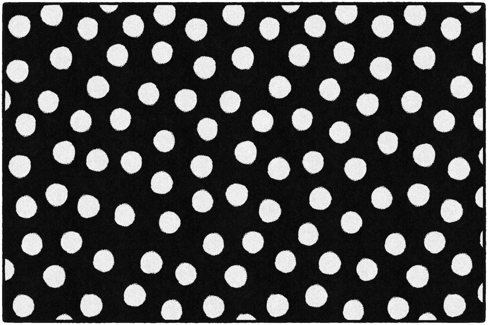 PICASSO PAINTED WHITE ON BLACK DOTS RECTANGLE CARPETS 5' X 7'6"