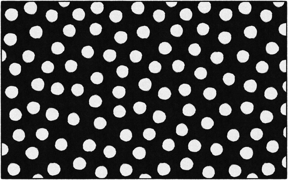 PICASSO PAINTED WHITE ON BLACK DOTS RECTANGLE CARPETS 7'6" X 12'
