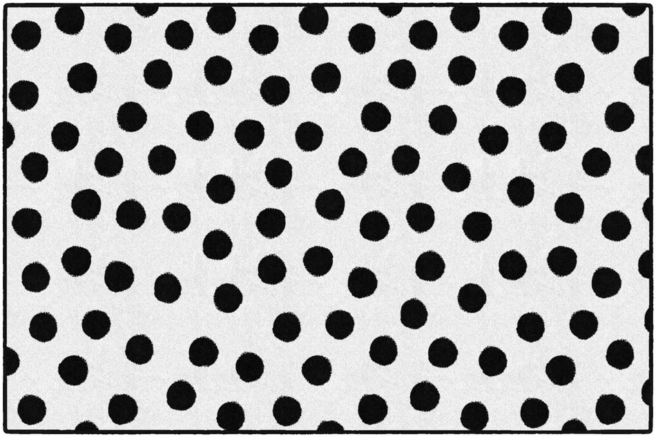 PICASSO PAINTED BLACK ON WHITE DOTS RECTANGLE CARPETS 5' X 7'6"
