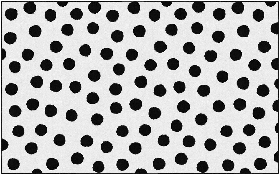PICASSO PAINTED BLACK ON WHITE DOTS RECTANGLE CARPETS 7'6" X 12'