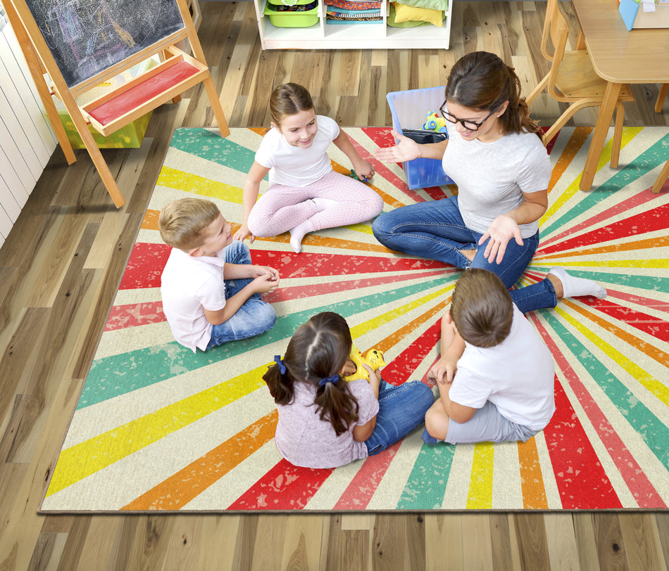 VINTAGE CIRCUS STARBURST RECTANGLE CARPETS 5' X 7'6"