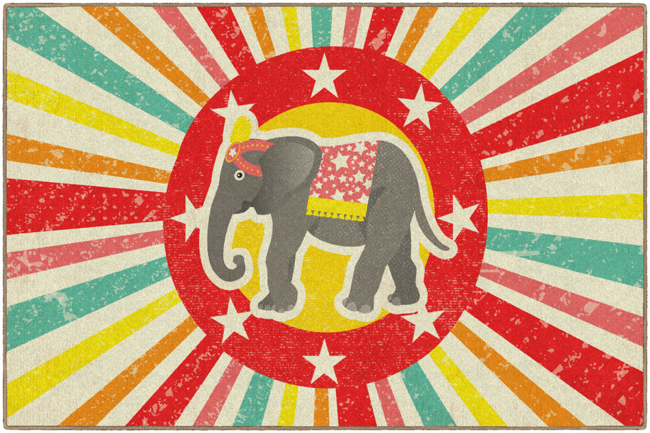 VINTAGE CIRCUS ELEPHANT RECTANGLE CARPETS 5' X 7'6"