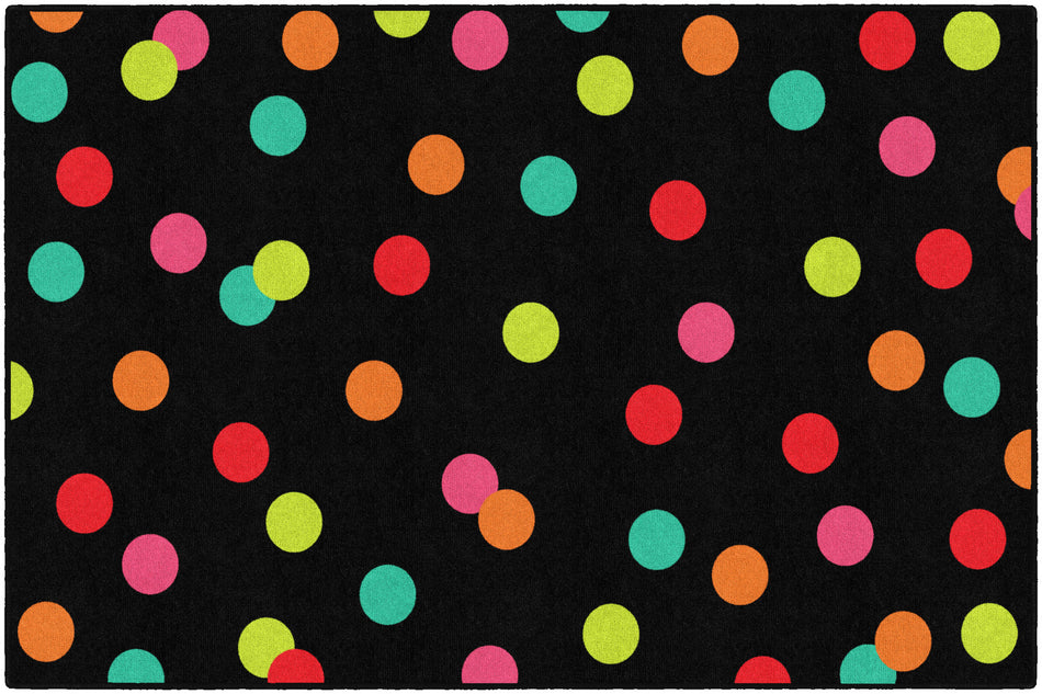 POLKA DOTS ON BLACK RECTANGLE CARPETS 5' X 7'6"