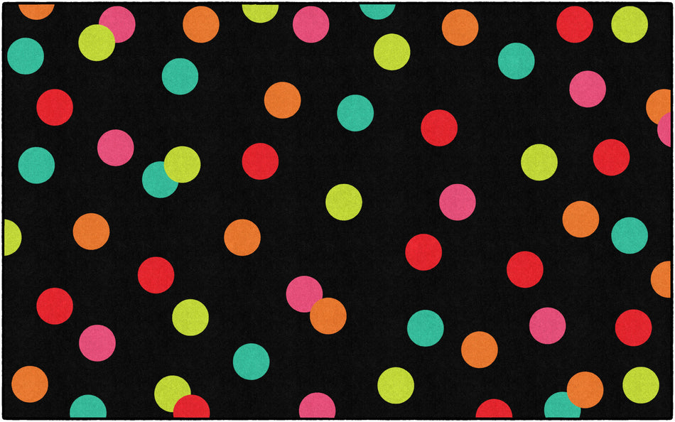 POLKA DOTS ON BLACK RECTANGLE CARPETS 7'6" X 12'