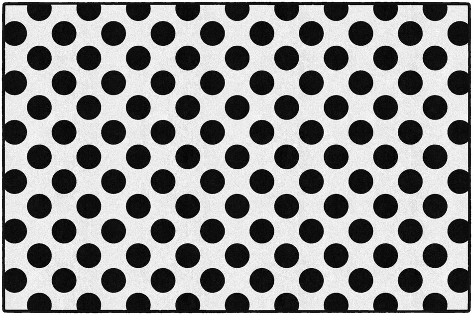 BLACK ON WHITE POLKA DOT RECTANGLE CARPETS 5' X 7'6"