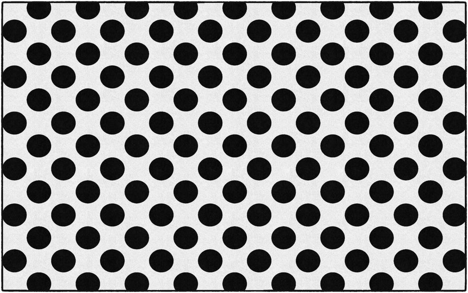 BLACK ON WHITE POLKA DOT RECTANGLE CARPETS 7'6" X 12'