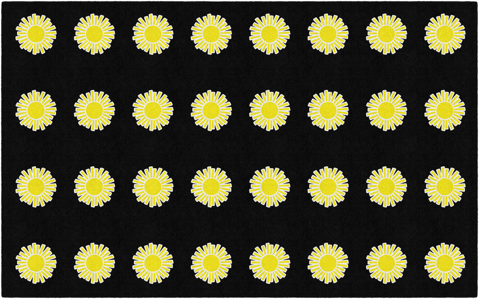 SUN ON BLACK CRISS CROSS RECTANGLE CARPETS 7'6" X 12'